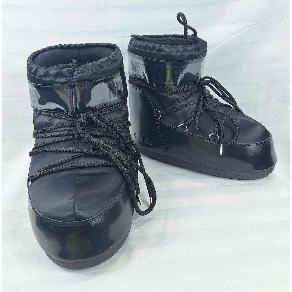 Moon Boot Icon‎ Low Black Nylon Snow Boots Womens US 8-9.5 EU 39-41